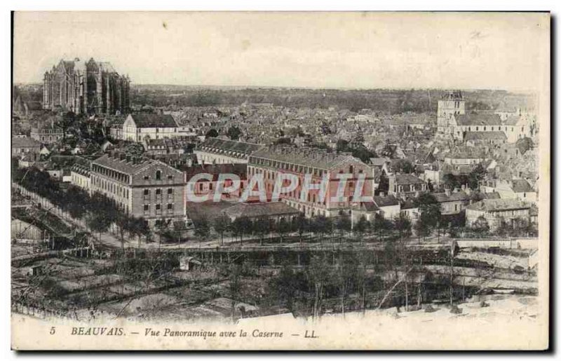 Old Postcard Beauvais Panoramic with the Army Barracks