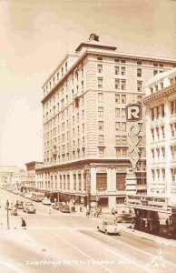 Wintrhop Hotel Roxy Theater Tacoma Washington 1940s RPPC Real Photo postcard