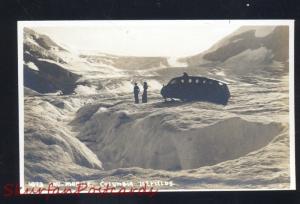 RPPC COLUMBIA ICE FIELDS CANADA SNOWMOBILE VINTAGE REAL PHOTO POSTCARD