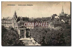 Old Postcard Wiesbaden Kodhbrunnen Rodkseite