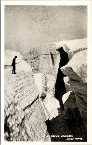 Vtg Mt Baker Climber Looking into Crevasse Washington WA Postcard