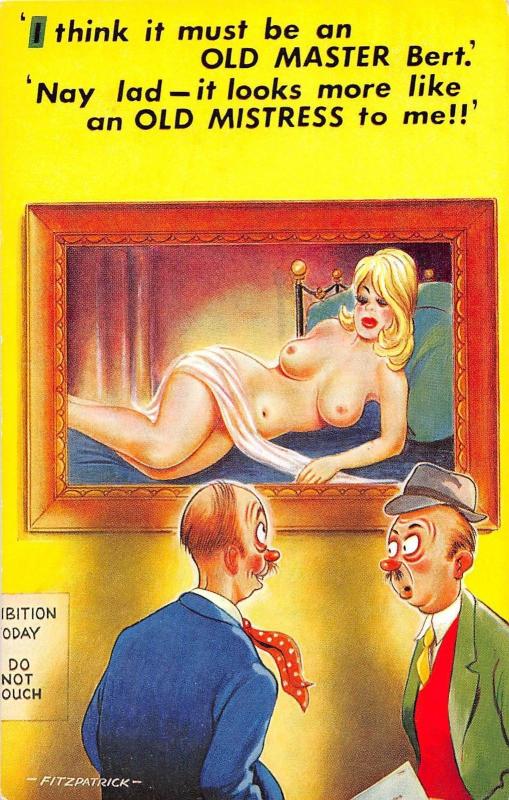 D62/ Nude Comic Bamforth Risque Postcard c1940s Boobs Woman Painting 23