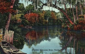 VINTAGE POSTCARD BEAUTIFUL SAWANNEE RIVER FLORIDA LINEN MAILED LAKELAND 1953