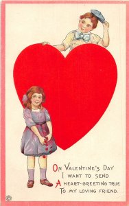 H89/ Valentine's Day Love Holiday Postcard c1910 Kids Heart 100