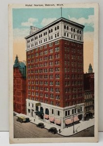 Detroit Michigan Hotel Norton 1923 Postcard B8