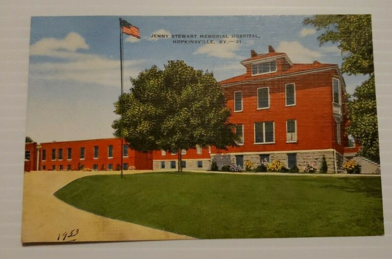 Hopkinsville Kentucky Jenny Stewart Memorial Hospital 1953 VTG Postcard  559