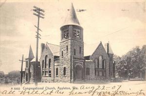 Appleton Wisconsin Congregational Church Street View Antique Postcard K104279