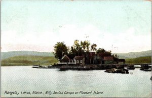1909 Postcard Rangeley Lakes, Maine, Pleasant Island, Billy Soule's Camps JC17
