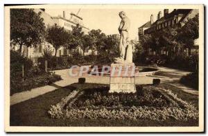 Old Postcard Vierzon Square Place de la Republique and Le Paysan statue work ...