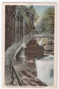 Rainbow Falls Flying Stairs Watkins Glen New York 1917 postcard