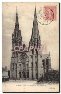 Postcard Old Chartres Facade of the Cathedral