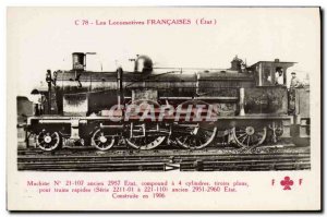 Postcard Old Train Locomotive Machine 21,107 former State 2957