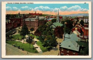 Postcard Montreal Quebec c1920s Place D’Armes Square Birds Eye View