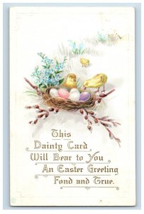 Circa 1910 Easter Chicks Colored Eggs Vintage Postcard P108E