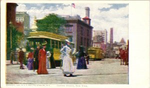 Centre Street, New York Fashionable Women, Streetcar UDB Vintage Postcard P68