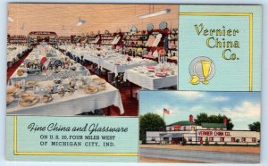 Vernier China Co Fine China & Glassware Store MICHIGAN CITY Indiana USA Postcard