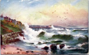 Postcard UK The Beach, Ramsey, Isle of Man Tuck Rough Seas 7062