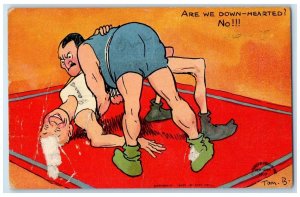 1908 Wrestling Are We Down Hearted Moline Illinois IL Posted Antique Postcard