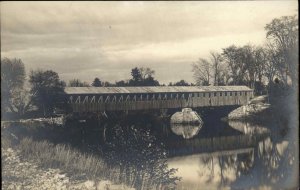 Fryeburg Maine ME Westons Covered Bridge Bicknell Real Photo Vintage Postcard