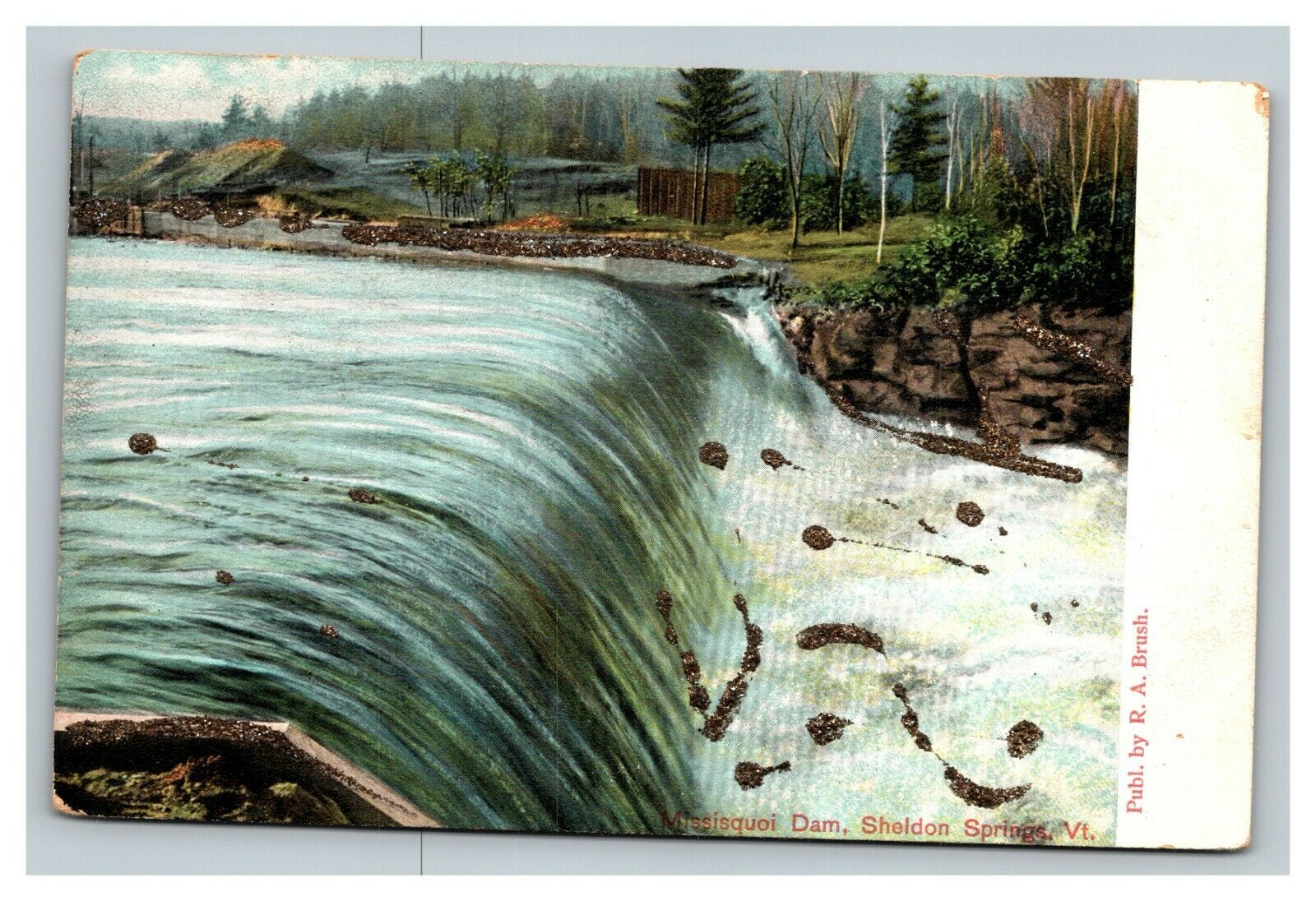 Vintage 1906 Postcard Waterfall on the Missisquoi Dam Sheldon Springs