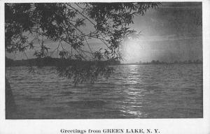 Green Lake New York Waterfront Greeting Antique Postcard K80746