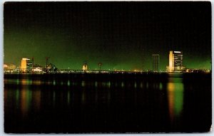 Postcard - A colorful night view of the Downtown section - Jacksonville, Florida