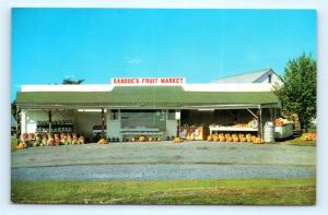 Postcard PA Biglerville Sandoe's Roadside Fruit Market Fruit Schedule  K05