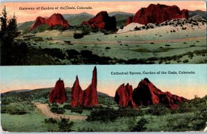 Gateway and Cathedral Spires Garden of the Gods Colorado Postcard Posted 1914