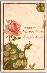 1907 Kindest Regards from Maggie Flower Greetings & Wishes Posted Postcard