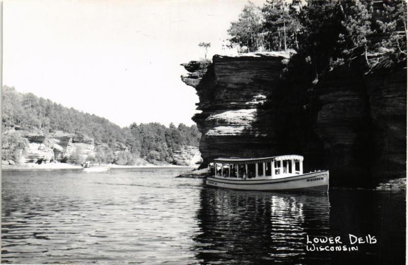 LOWER DELLS WISCONSIN BOAT RPPC