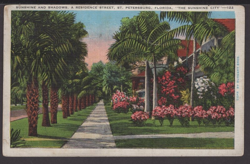 Florida St. Petersburg Sunshine and Shadows, A Residence Street pm1937 - Linen