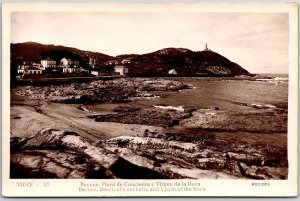 Bayona Playa De Concheira Y Virgen De La Roca Monument Spain RPPC Photo Postcard