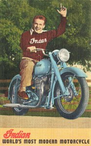 Indian Motorcycle World's Most Modern Motorcycle, Linen Postcard