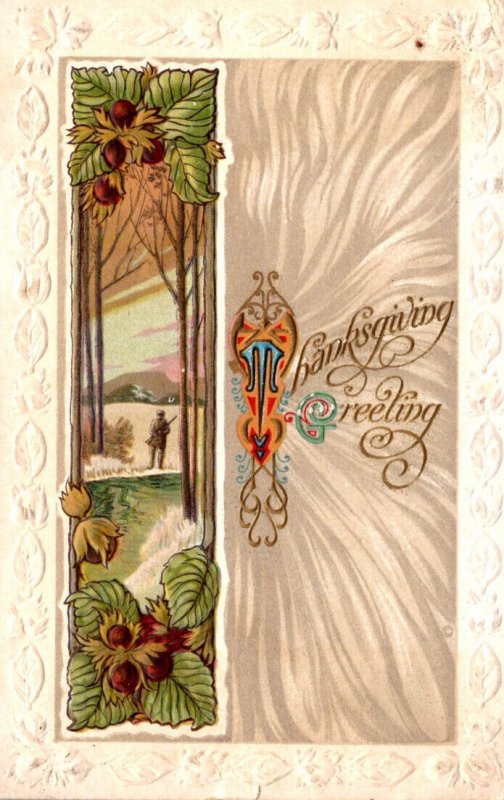 Thanksgiving Greetings With Landscape Scene 1911