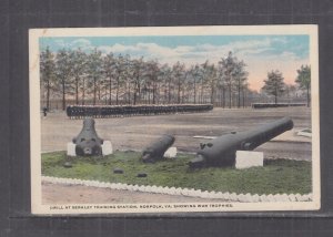 VIRGINIA, NORFOLK, BERKLEY TRAINING STATION, DRILL, WAR TROPHIES, c1930 ppc.