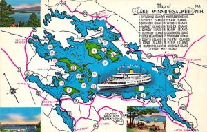 Lake Winnipesaukee, NH, USA Map Unused 