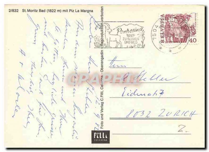 Modern Postcard St Moritz Bad mit Piz La Margna