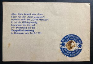 Mint Germany Advertising Postcard Zeppelin Landing In Hannover