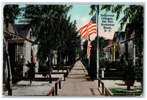 1915 Hollywood Cottages Seaside Flag Pathway Rockaway Beach New York NY Postcard 