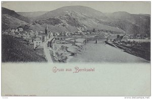 Blue Tint: Gruss Aus BERNKASTEL, Rhineland-Palatinate, Germany; Bridge, Bird?...