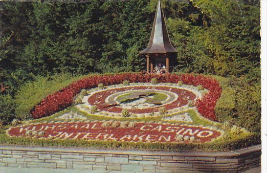 Switzerland Interlaken Blumenuhr beim Kursaal