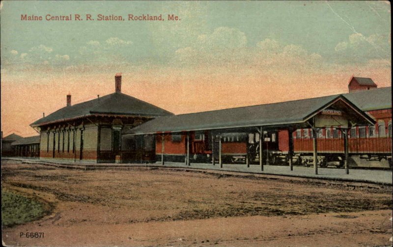 Rockland ME MCRR RR Train Station Depot c1910 Postcard