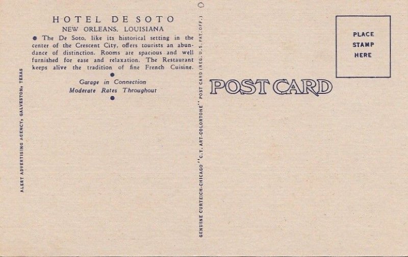 Postcard Hotel de Soto New Orleans Louisiana LA