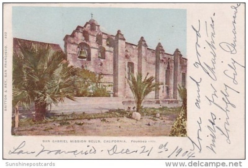 San Gabriel Mission Bells San Gabriel California 1904