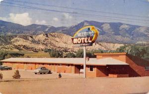 Salida Colorado birds eye view outside Shawano Motel vintage pc Y13467