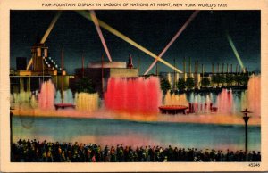 New York World's Fair 1939 Fountain Display In Lagoon Of Nations At Night