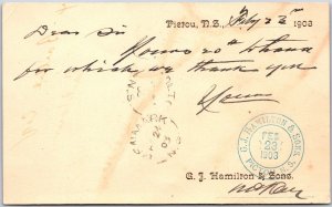 Postcard Canada Postal Stationery 1903 G. J. Hamilton & Sons Pictou Nova Scotia