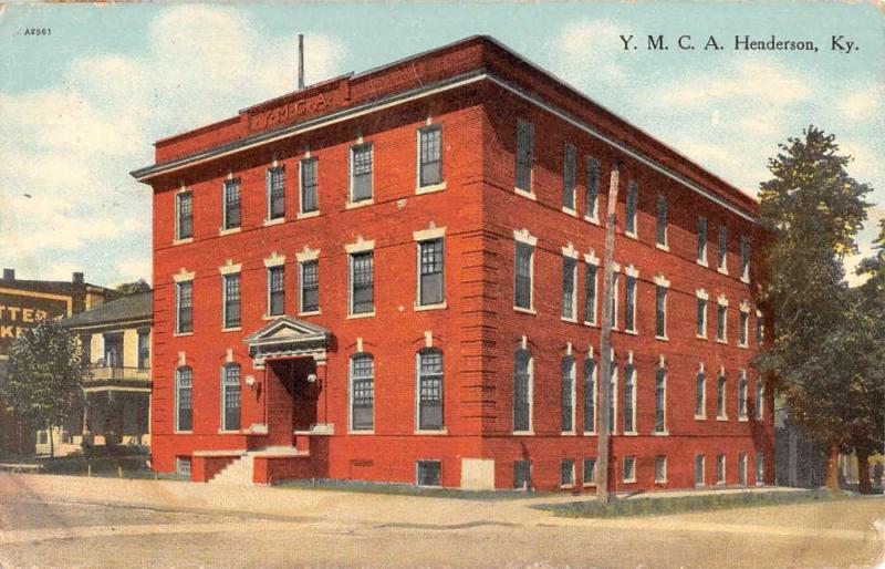 Henderson Kentucky YMCA Building Street View Antique Postcard K80914