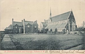 London England-St. Clements Church & Vicarage on Fulham Palace Rd~Photo POSTCARD