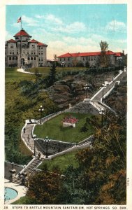 Vintage Postcard 1929 Steps To Battle Mountain Sanitarium Hot Springs So. Dakota